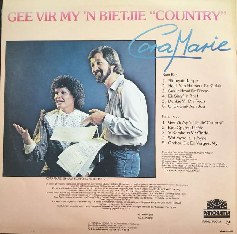 Cora Marie - Gee vir my `n bietjie Country (LP / Langspeel plaat)
