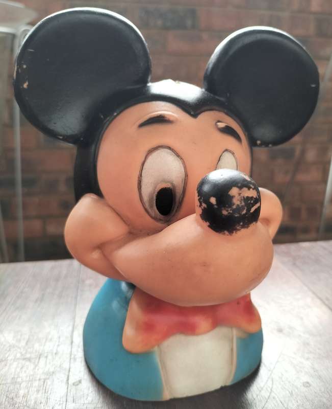 Vintage rubber Mickey Mouse money box / piggy bank / savings box