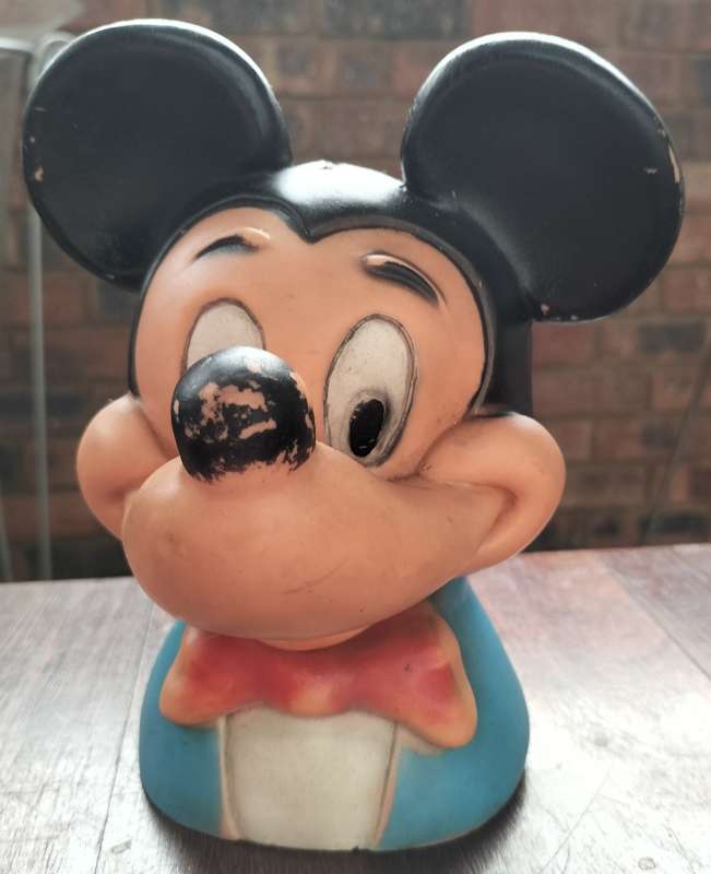 Vintage rubber Mickey Mouse money box / piggy bank / savings box