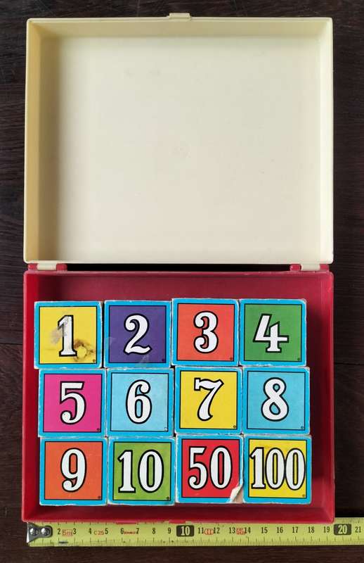 Vintage numbering/puzzle blocks (in original plastic case)