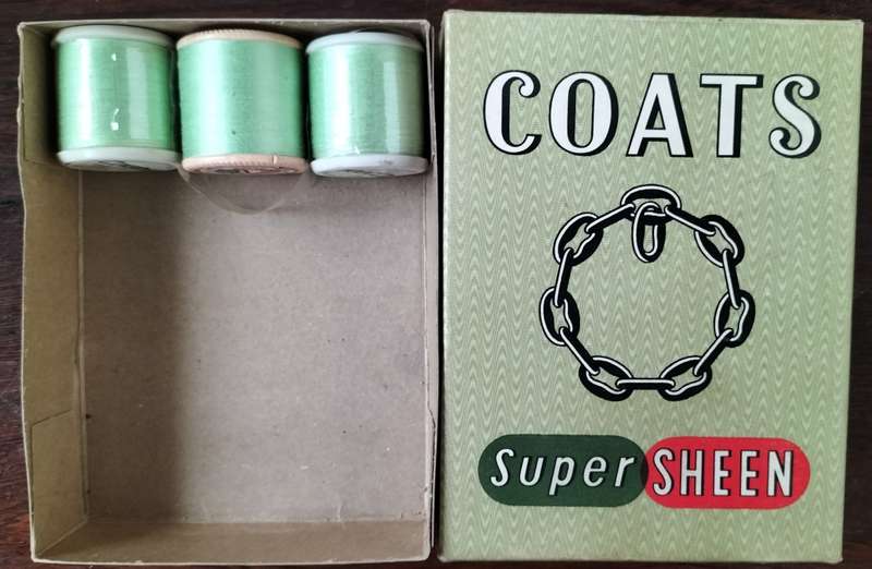 Vintage boxed Cotton thread / Coats Super Sheen (Green x 3)