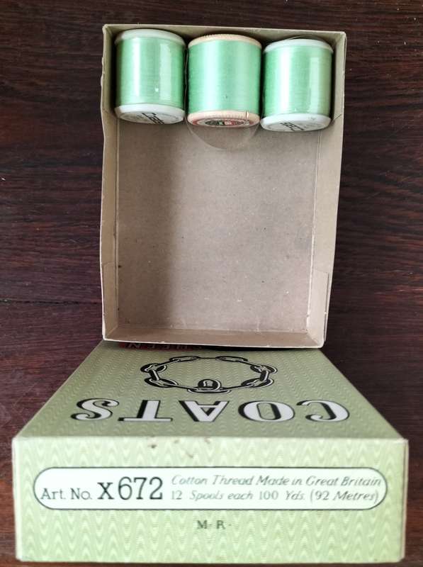 Vintage boxed Cotton thread / Coats Super Sheen (Green x 3)
