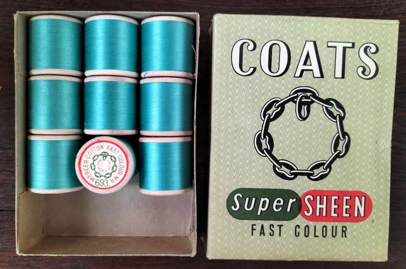 Vintage boxed Cotton thread / Coats Super Sheen (x 9)