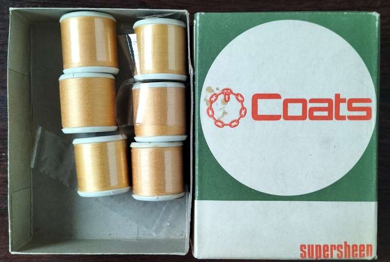 Vintage boxed Cotton thread / Coats Super Sheen (Golden Yellow x 6)