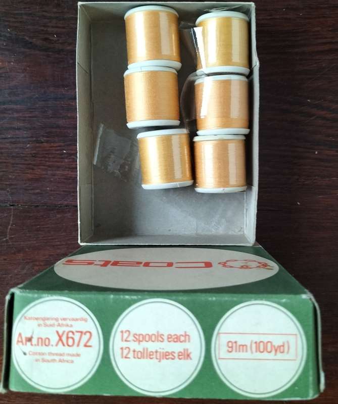 Vintage boxed Cotton thread / Coats Super Sheen (Golden Yellow x 6)