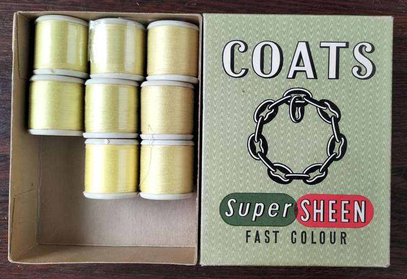 Vintage boxed Cotton thread / Coats Super Sheen (Yellow  x 8)