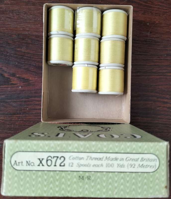 Vintage boxed Cotton thread / Coats Super Sheen (Yellow  x 8)