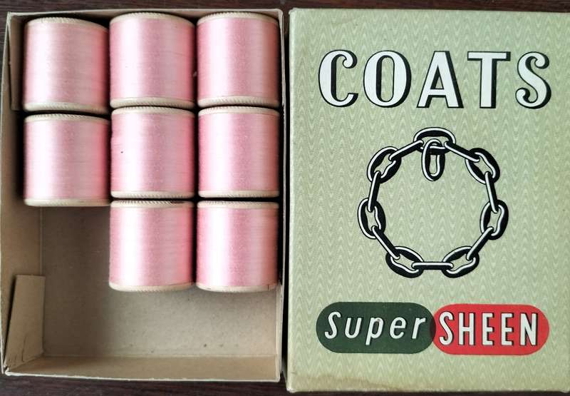 Vintage boxed Cotton thread / Coats Super Sheen (DK Cinnamon  x 8)