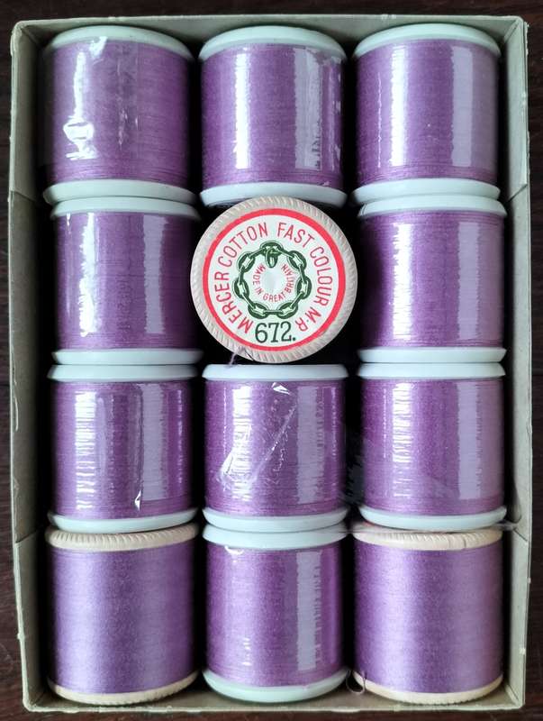 Vintage boxed Cotton thread / Coats Super Sheen (purple x 12)