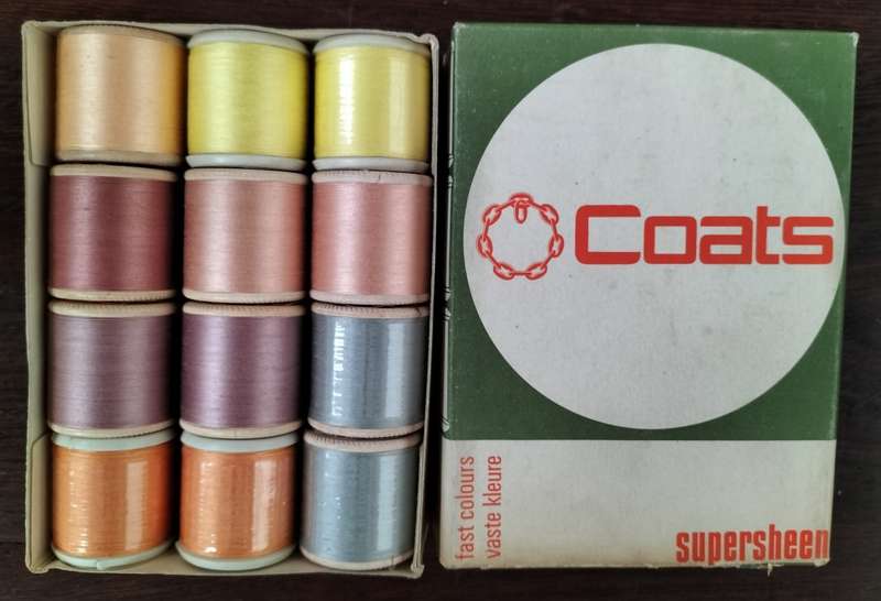 Vintage boxed Cotton thread / Coats Super Sheen (mixed x 12))