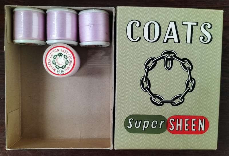 Vintage boxed Cotton thread / Coats Super Sheen (light purple x 4)