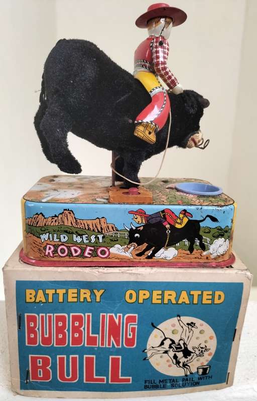 Boxed Vintage Japanese Tin Toy - Rodeo rider - battery operated