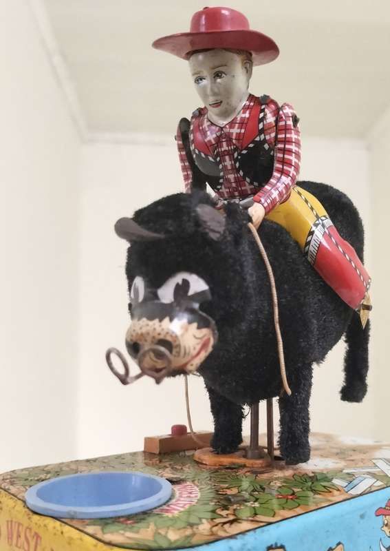 Boxed Vintage Japanese Tin Toy - Rodeo rider - battery operated