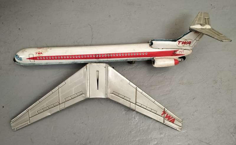 Vintage tin toy - TWA aeroplane