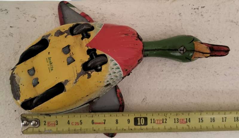 Vintage tin toy - duck on wheels