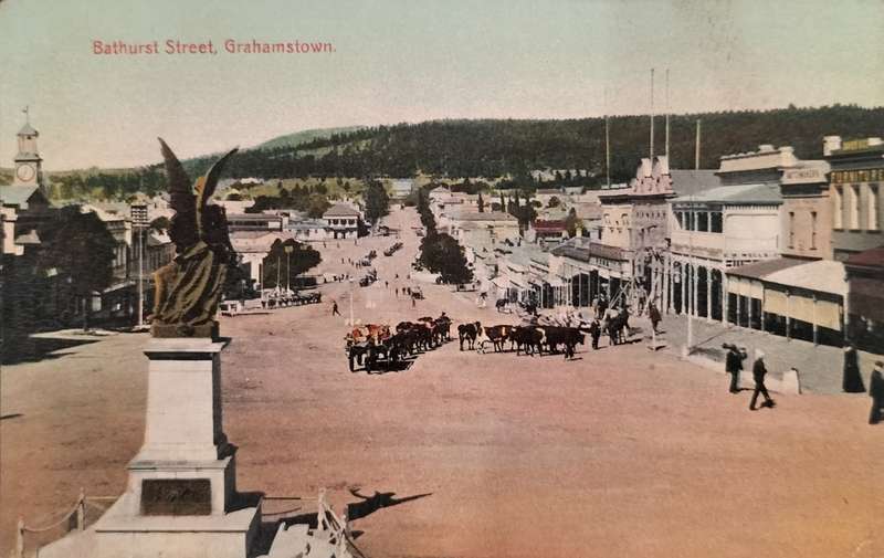 Vintage South African post card - Grahamstown - Bathurst Street