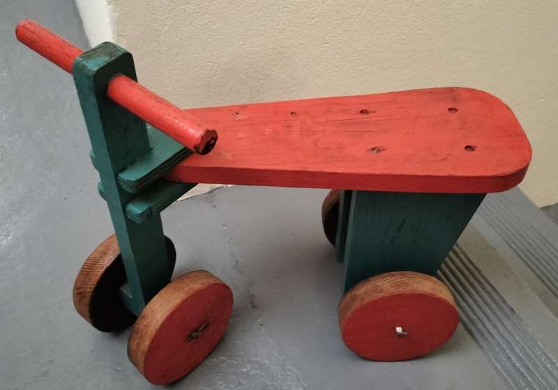 Vintage wooden push scooter - sturdy