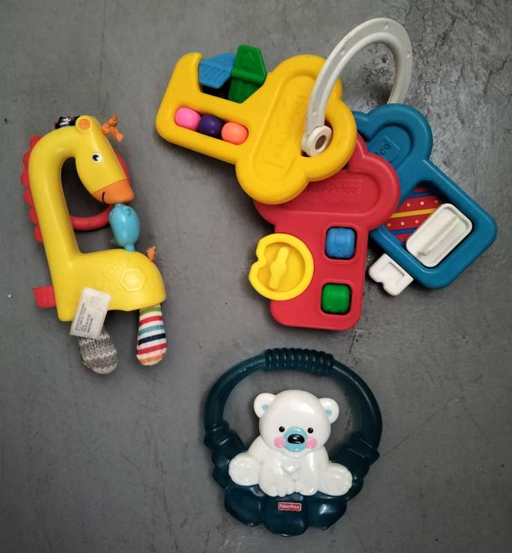 Vintage Fisher Price rattles/teething rings (x 3)