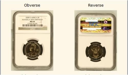 2008 Mandela 90th Birthday  R5 NGC Graded - MS64