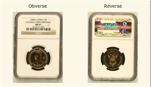 2008 Mandela 90th Birthday  R5 NGC Graded - MS67