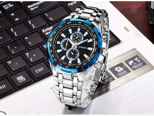 Curren Mens Luxury Quality Watch {Silver/Blue}  (No WatchBox)