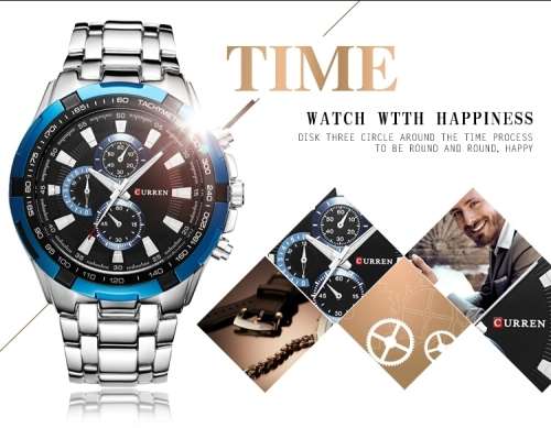 Curren Mens Luxury Quality Watch {Silver/Blue}  (No WatchBox)