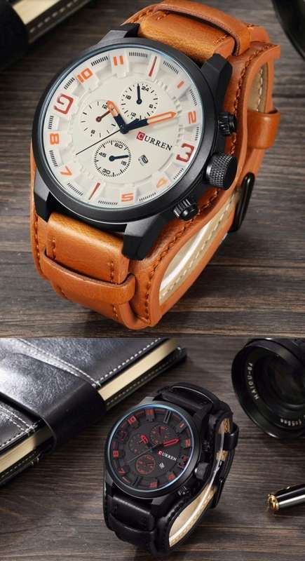 Curren Mens Luxury Quality Watch {Blk/Red, Tan/White, Brown/Black}  (No WatchBox)