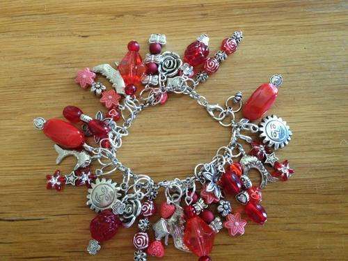 Red Chunky Charm bracelet