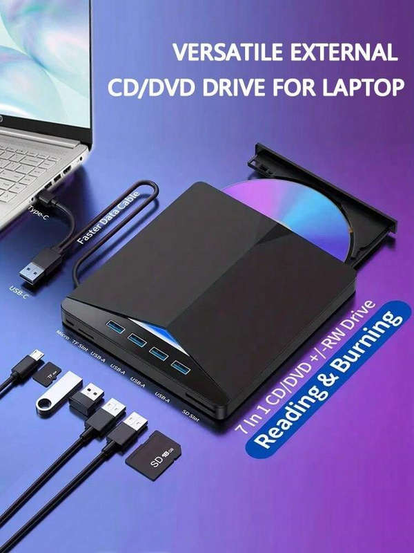 7-In-1 Portable Usb 3.0 Cd/Dvd Drive Model: XD013