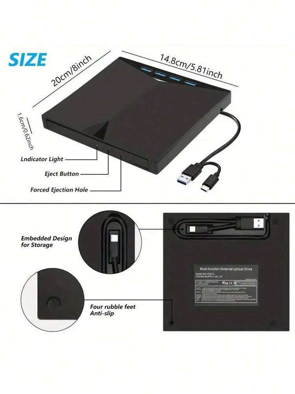 7-In-1 Portable Usb 3.0 Cd/Dvd Drive Model: XD013