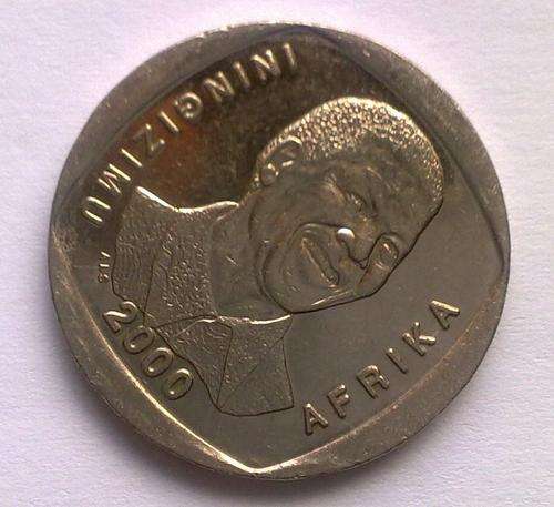 Rotated Die +/- 45 Degrees. 2000 Mandela R5 Coin. Rare Mint Error