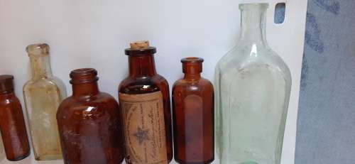 Collection of antique medical bottles