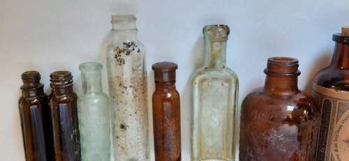 Collection of antique medical bottles