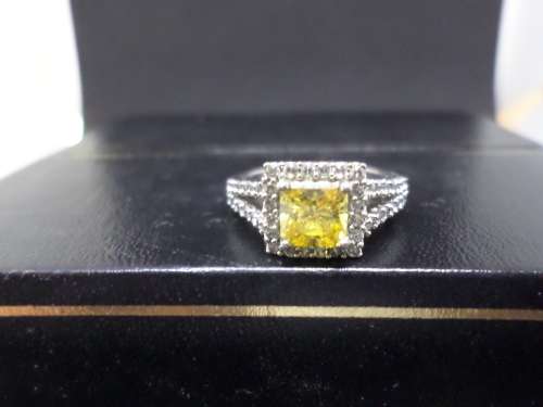 Vintage Silver ring 925 with yellow stone