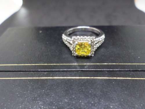 Vintage Silver ring 925 with yellow stone
