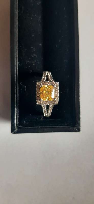 Vintage Silver ring 925 with yellow stone
