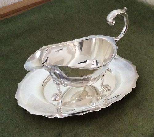 Silver Plated Gravy Boat with stand
