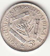 SA Union Unc 1943 3 D Unc