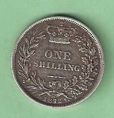 British Victoria (young) 1872 Silver One Shilling