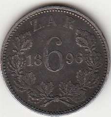 ZAR Silver 1896 Six Pence BF