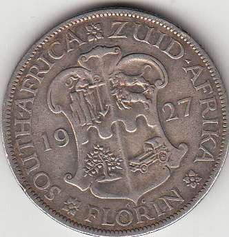 SA Union Silver 1927 Two Shilling