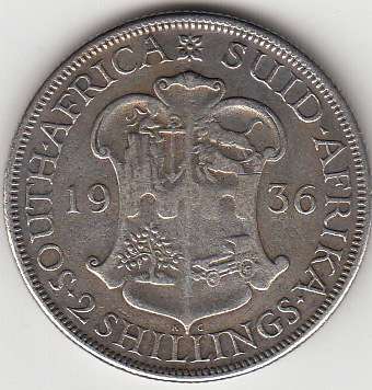 SA Union Silver 1936 Two Shilling