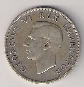 SA Union Silver 1942 Half Crown