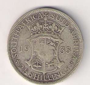SA Union Silver 1935 Half Crown