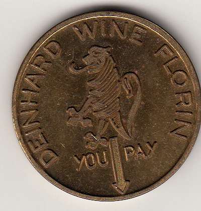 Token - Patent Tablet Makers - J Nickelin and Co Birmingham Deinhard Wine Florin 160 Years Rhine and