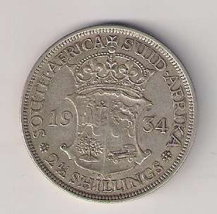 SA Union Silver 1934 Half Crown