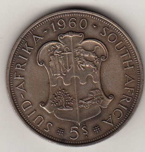 SA Union Silver 1960 Five Shilling