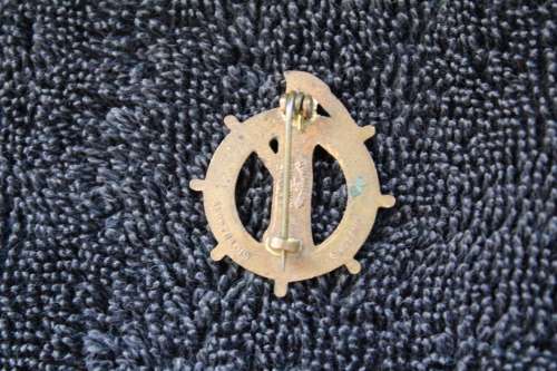 H.M.S. Lilliput Ropers Midgets Hallmarked Blue and White Pinback Enamel Company badge