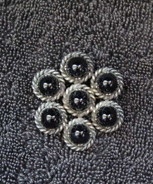 Vintage Bulky and unique Black Stone Brooch