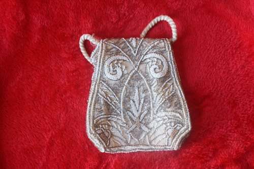 Original Vintage 1930's Beaded Evening Bag MOP Gatsby Art Deco Dainty Dance Purse 170mmx140mm
